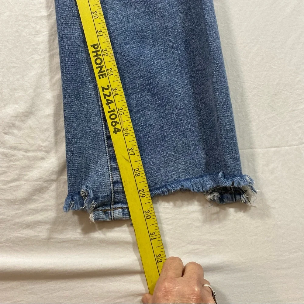 Judy Blue Flare Wide Leg Blue Jeans with Distressed Hem women 13-31 Boho - Picture 7 of 10